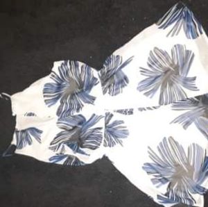 Blue, White, And Black Flower Romper